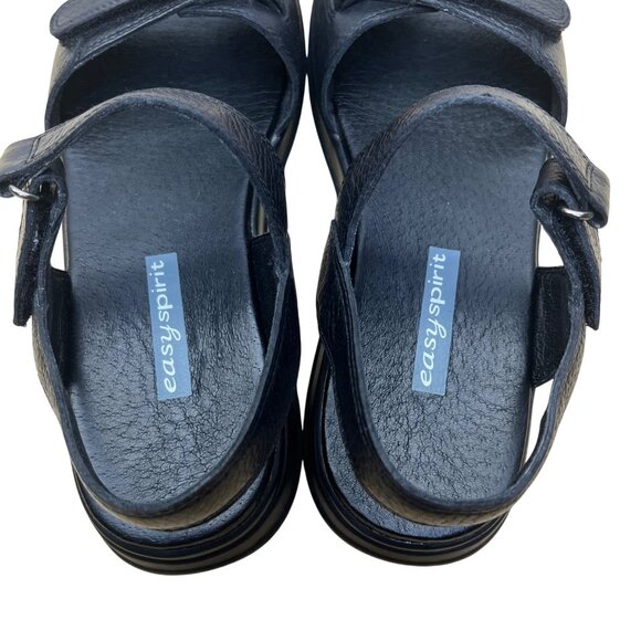 Easy Spirit Woman's Black Leather With Adjustable Straps Wheeze Sandals Size 7M - Picture 6 of 9